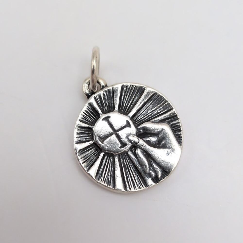James Avery Signed Sterling Silver First Communion Medal Charm Pendant Cross